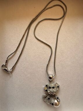 Silver Crystal Dog Pendant Necklace